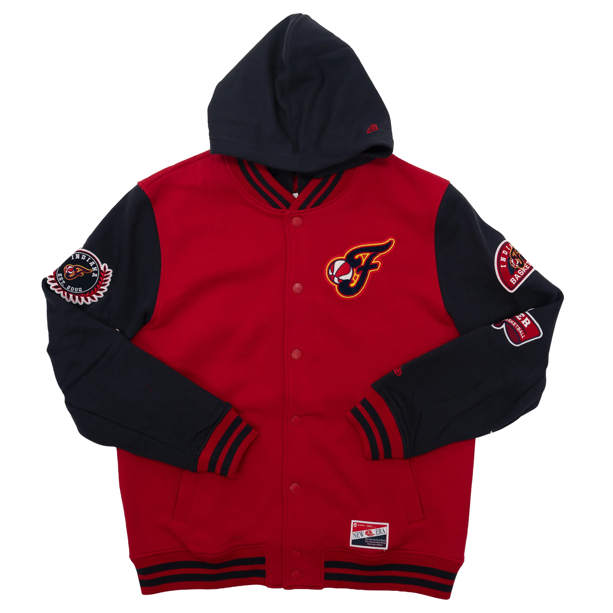 Adult Indiana Fever Chenille Patch Full-Zip Hooded Sweatshirt in Red by New Era