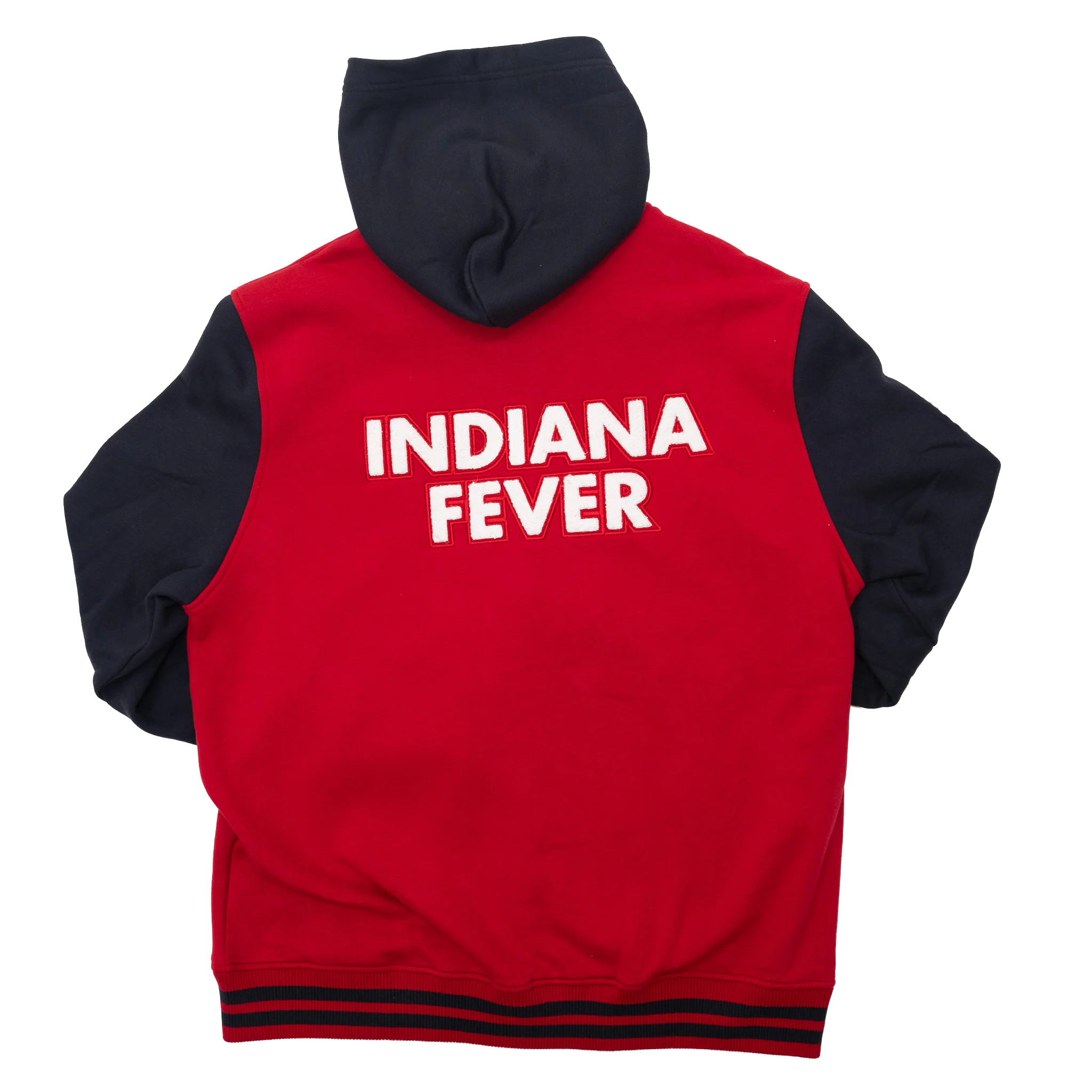 Adult Indiana Fever Chenille Patch Full-Zip Hooded Sweatshirt in Red by New Era - Image 2