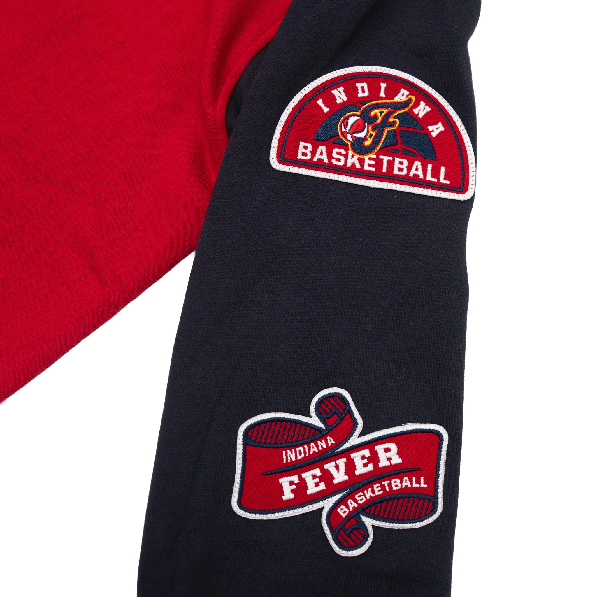 Adult Indiana Fever Chenille Patch Full-Zip Hooded Sweatshirt in Red by New Era - Image 3