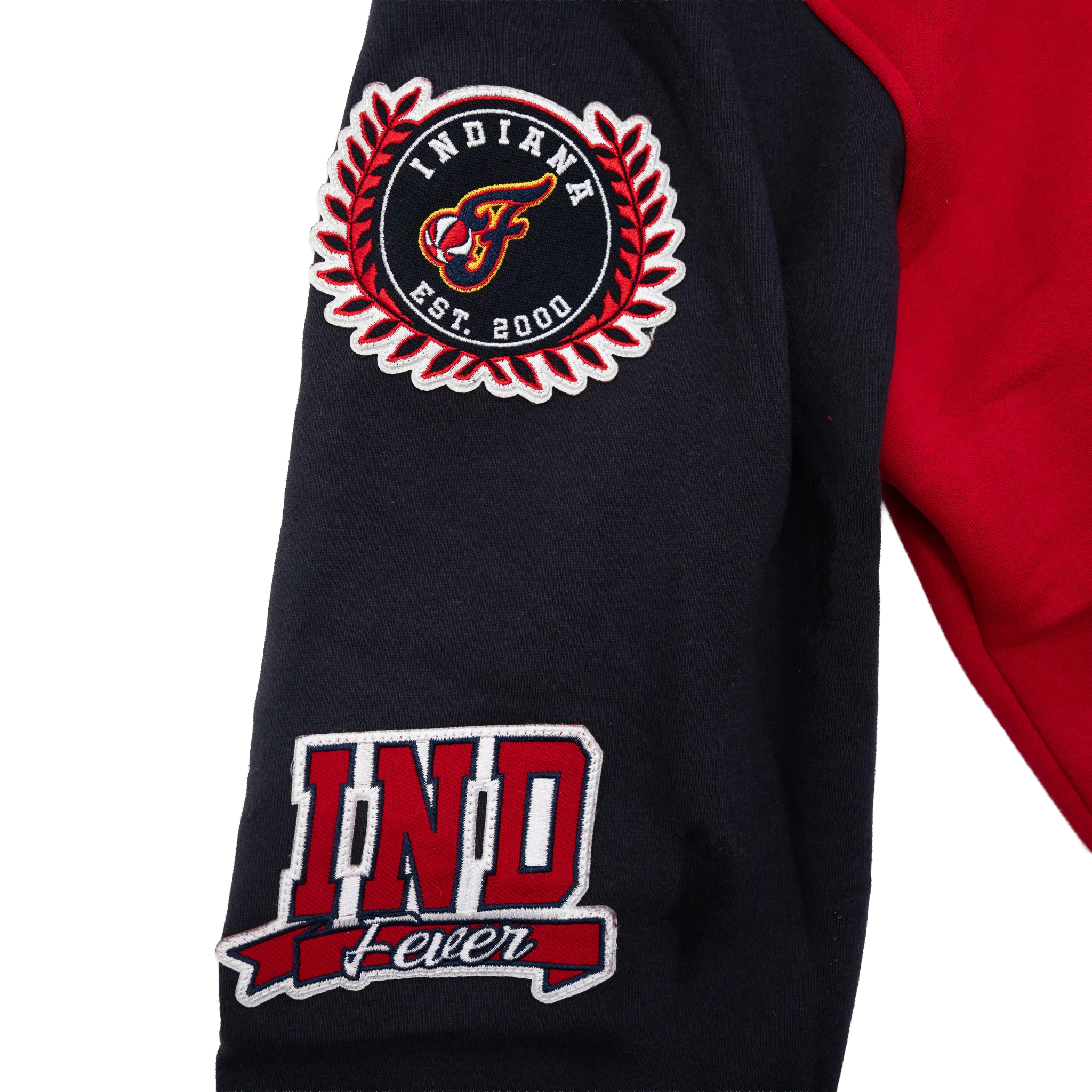 Adult Indiana Fever Chenille Patch Full-Zip Hooded Sweatshirt in Red by New Era - Image 4