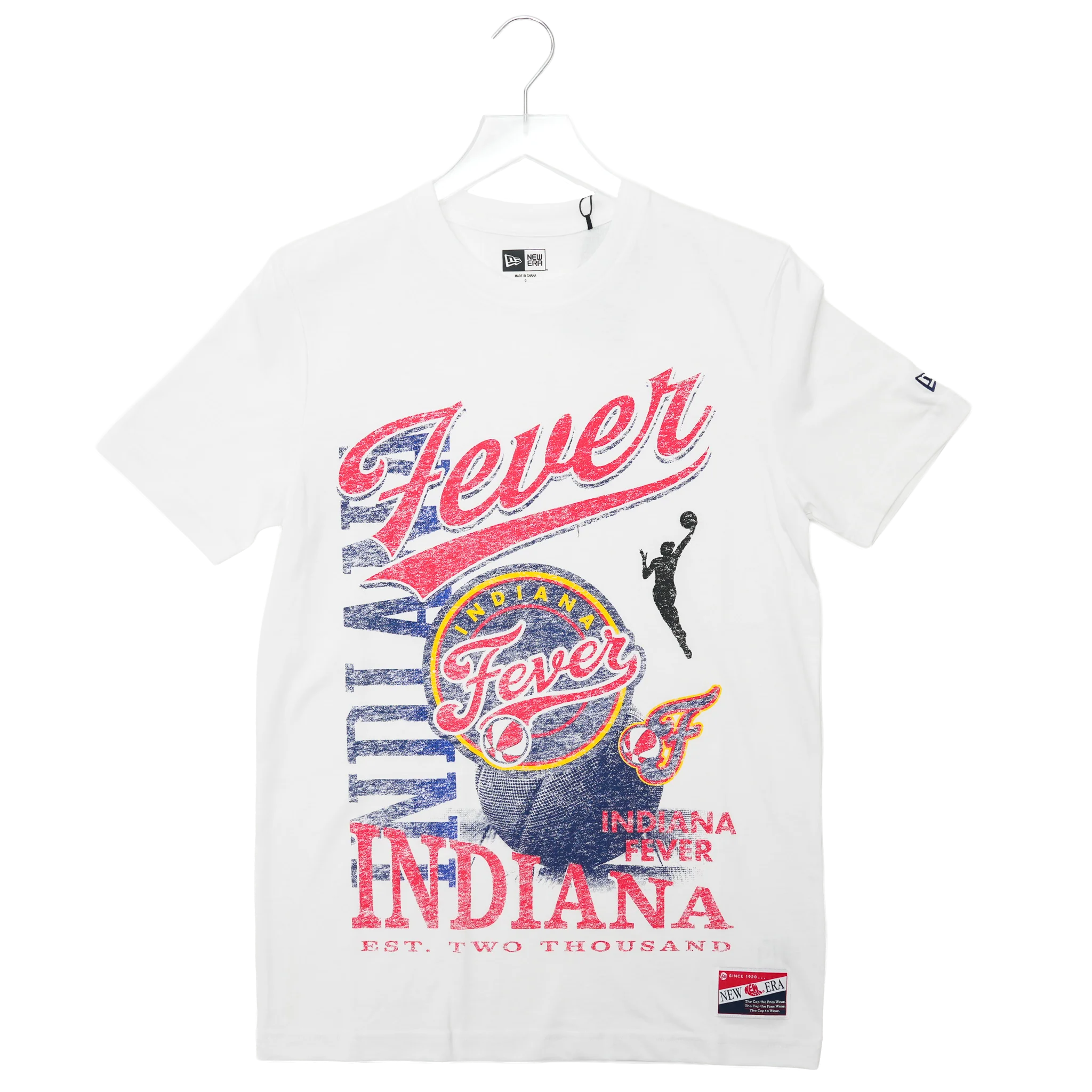 Adult Indiana Fever Distressed T-shirt in White by New Era