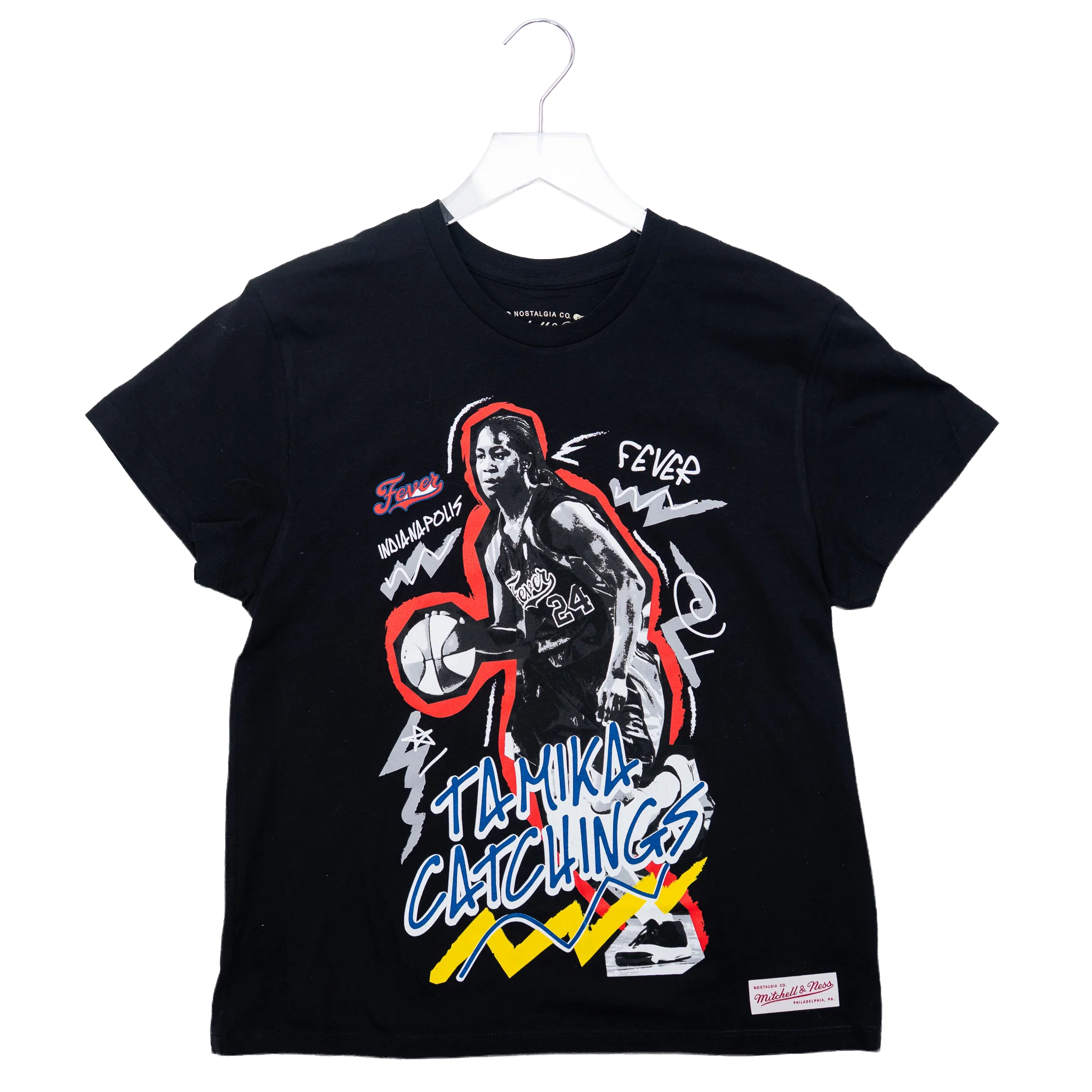 Adult Indiana Fever Tamika Catchings Chalked Up T-shirt in Black by Mitchell and Ness