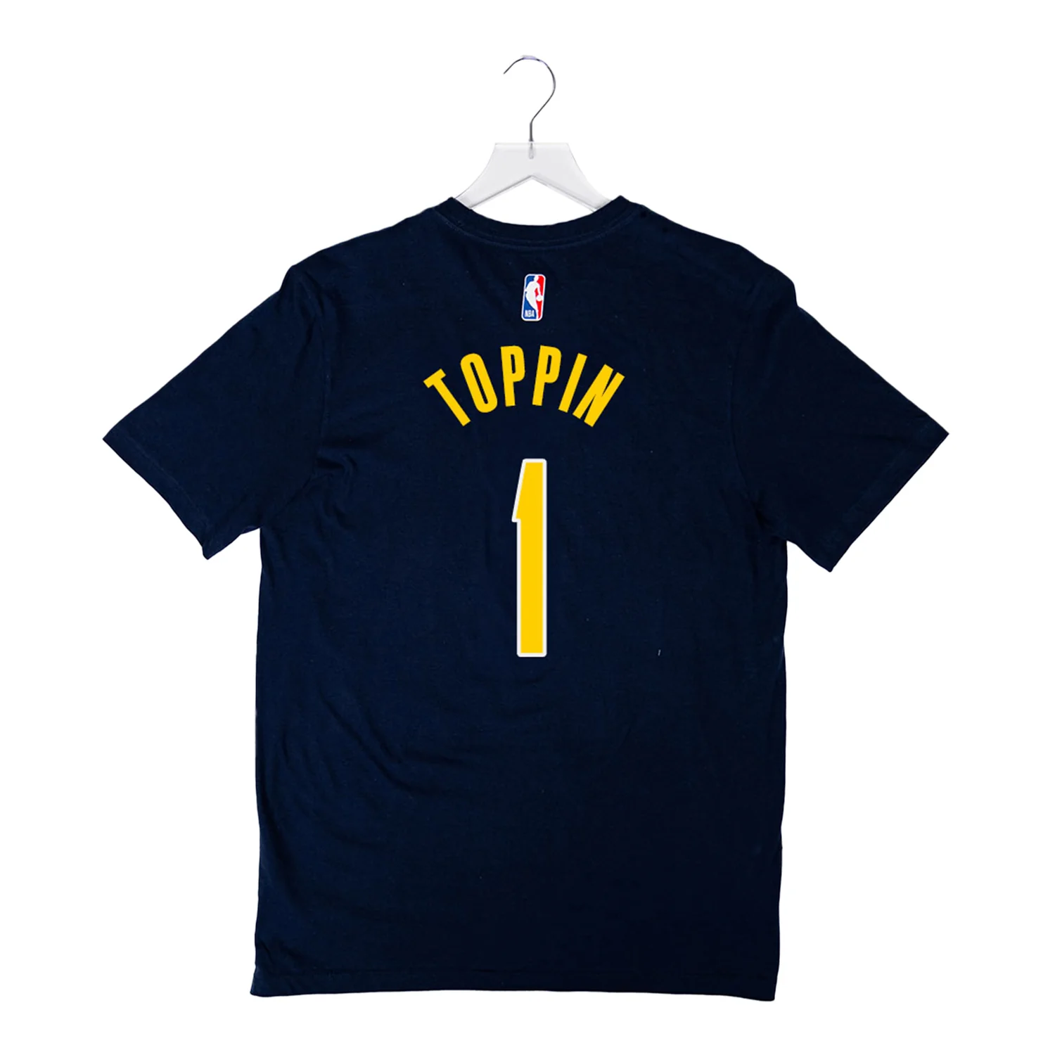 Adult Indiana Pacers #1 Obi Toppin Icon Name and Number T-shirt in Navy by Nike