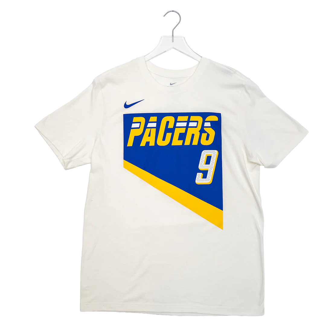 Adult Indiana Pacers 25-26 CITY EDITION #9 T.J. McConnell Name and Number T-shirt in White by Nike - Image 2