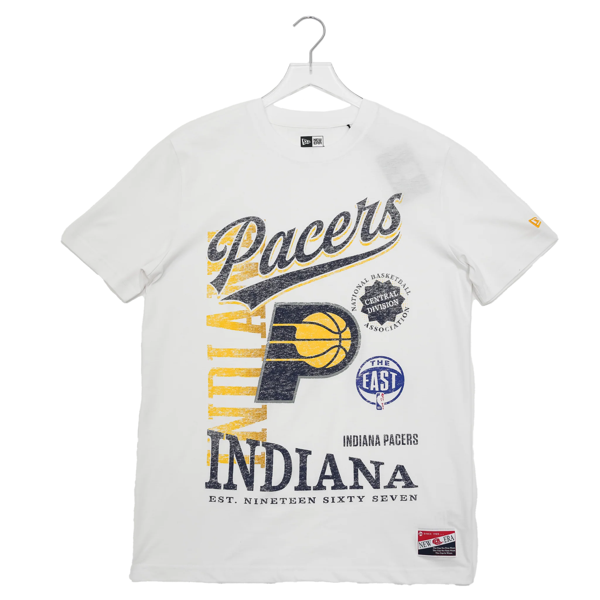 Adult Indiana Pacers Distressed T-shirt in White by New Era