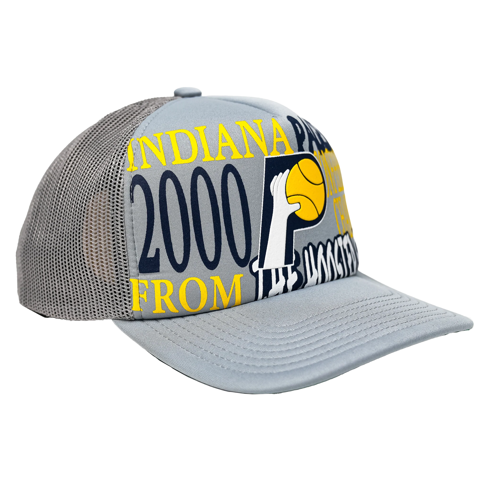 Adult Indiana Pacers Globe Hardwood Classics Trucker Snapback Hat in White by Mitchell & Ness - Image 3