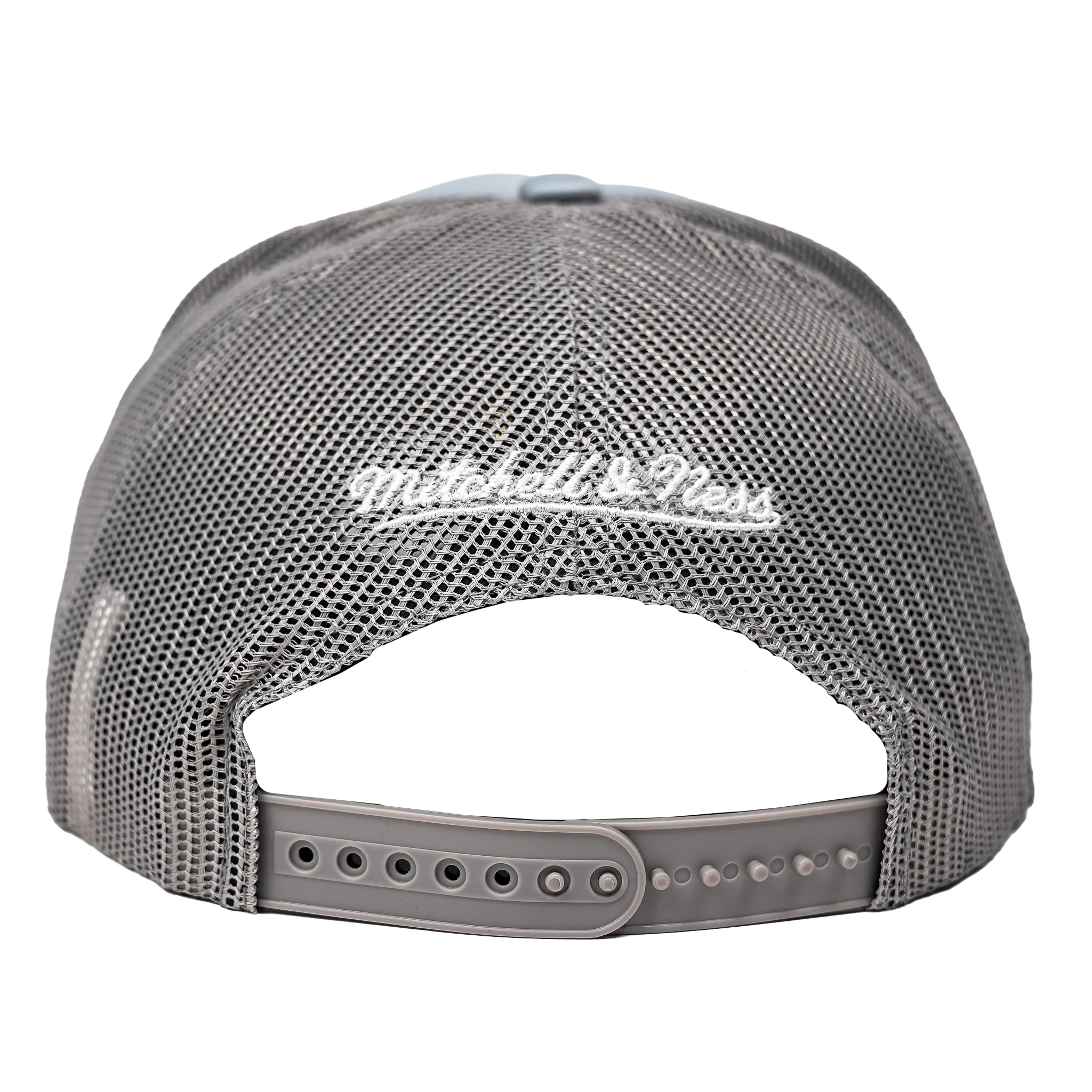 Adult Indiana Pacers Globe Hardwood Classics Trucker Snapback Hat in White by Mitchell & Ness - Image 4