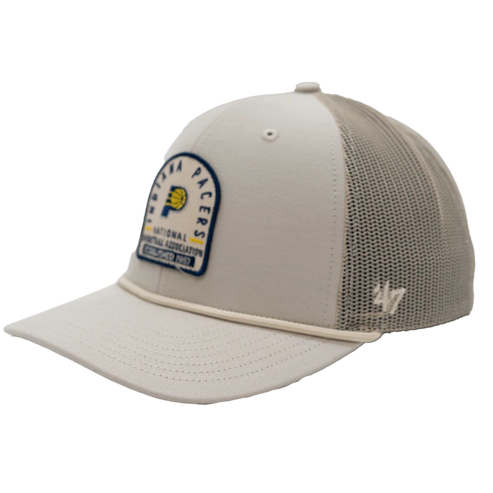 Adult Indiana Pacers Grvstn Trucker Hat in White by '47 - Image 3