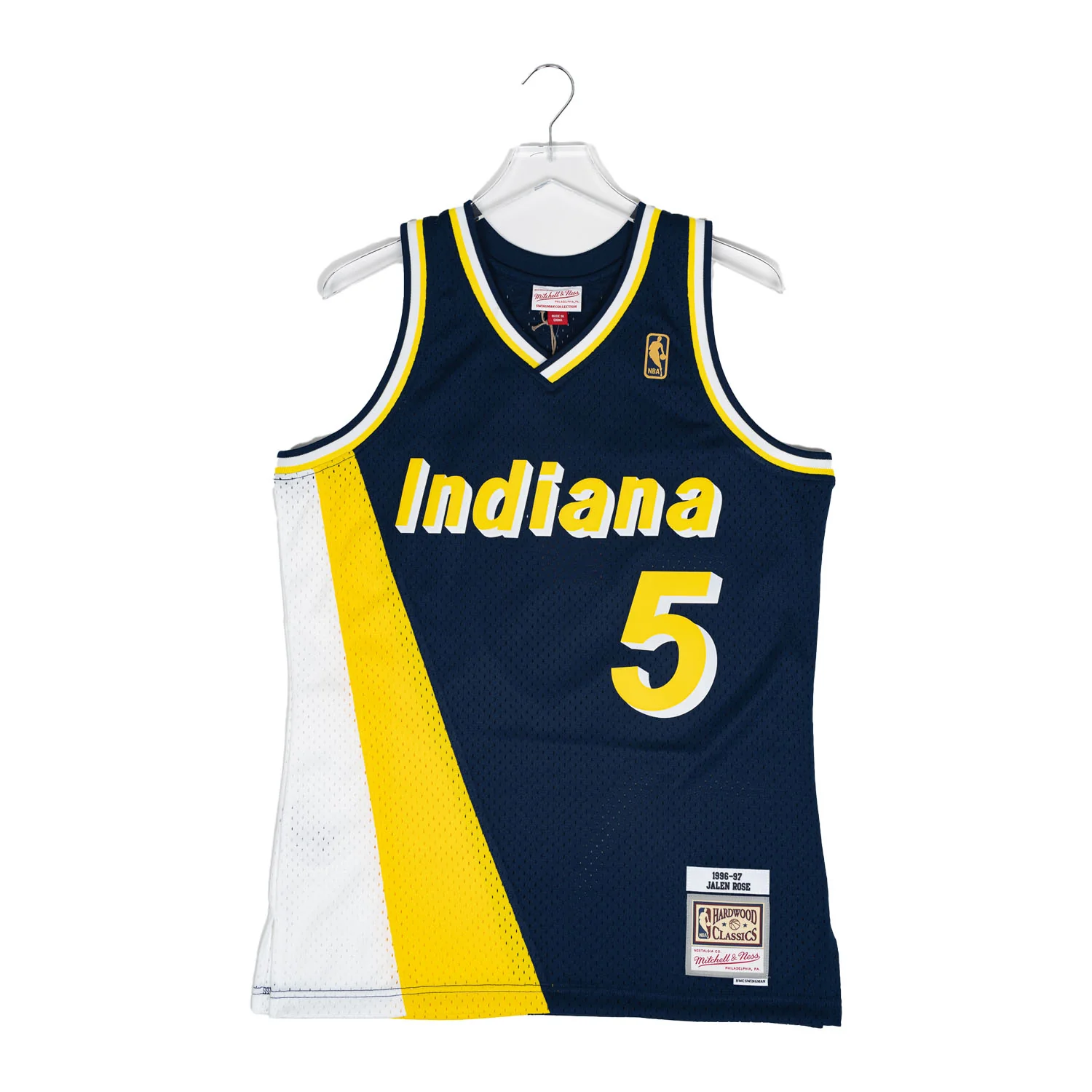 Adult Indiana Pacers #5 Jalen Rose Flo-Jo Hardwood Classic Jersey by Mitchell & Ness - Image 2