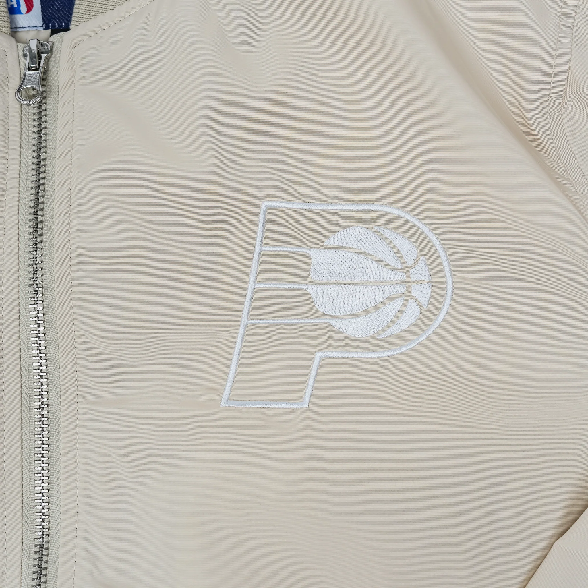 Adult Indiana Pacers Nylon Bomber Full-Zip Jacket in Natural by J.H. Designs - Image 3