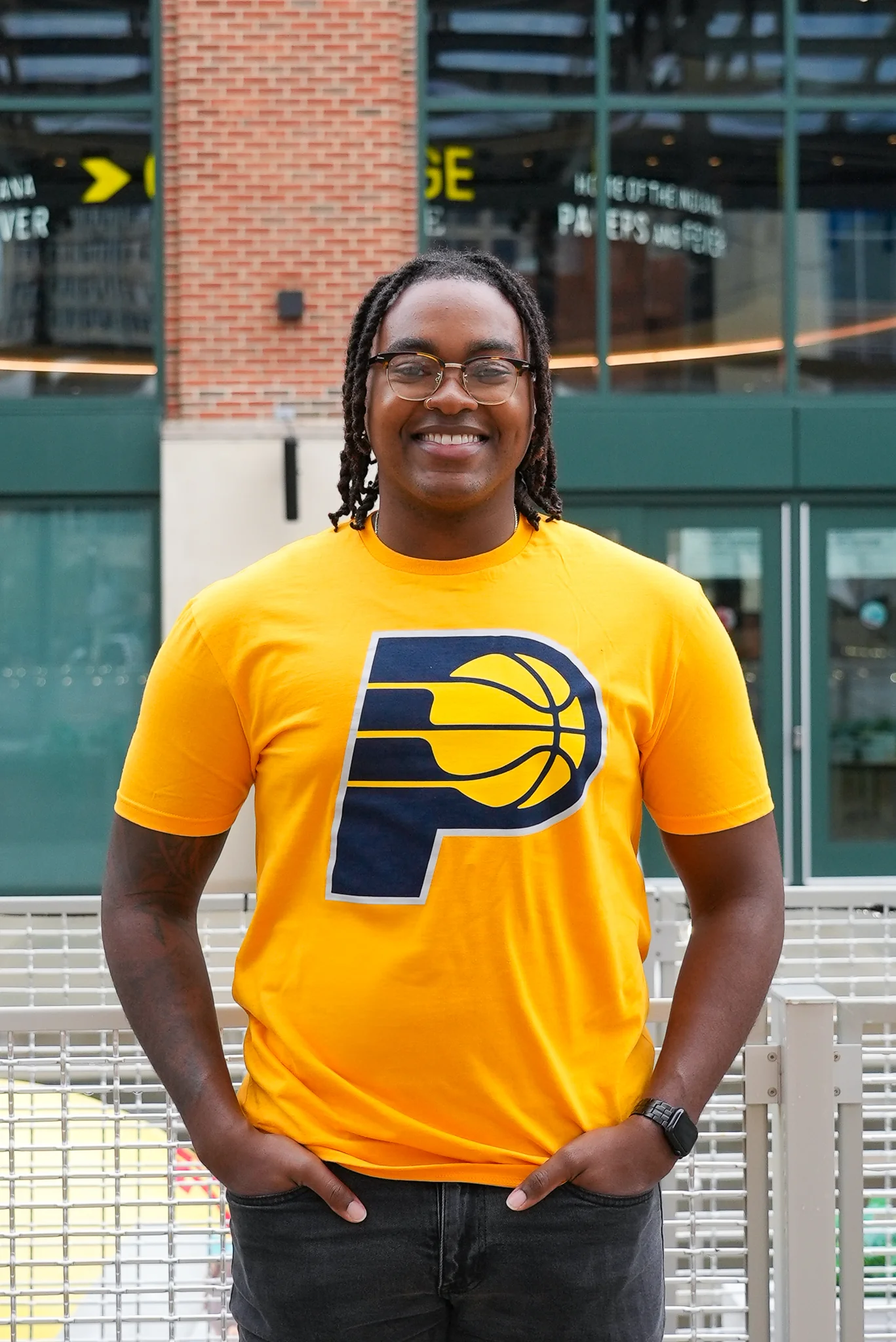 Adult Indiana Pacers Primary Logo T-shirt in Gold by Pacers Team Store - Image 2