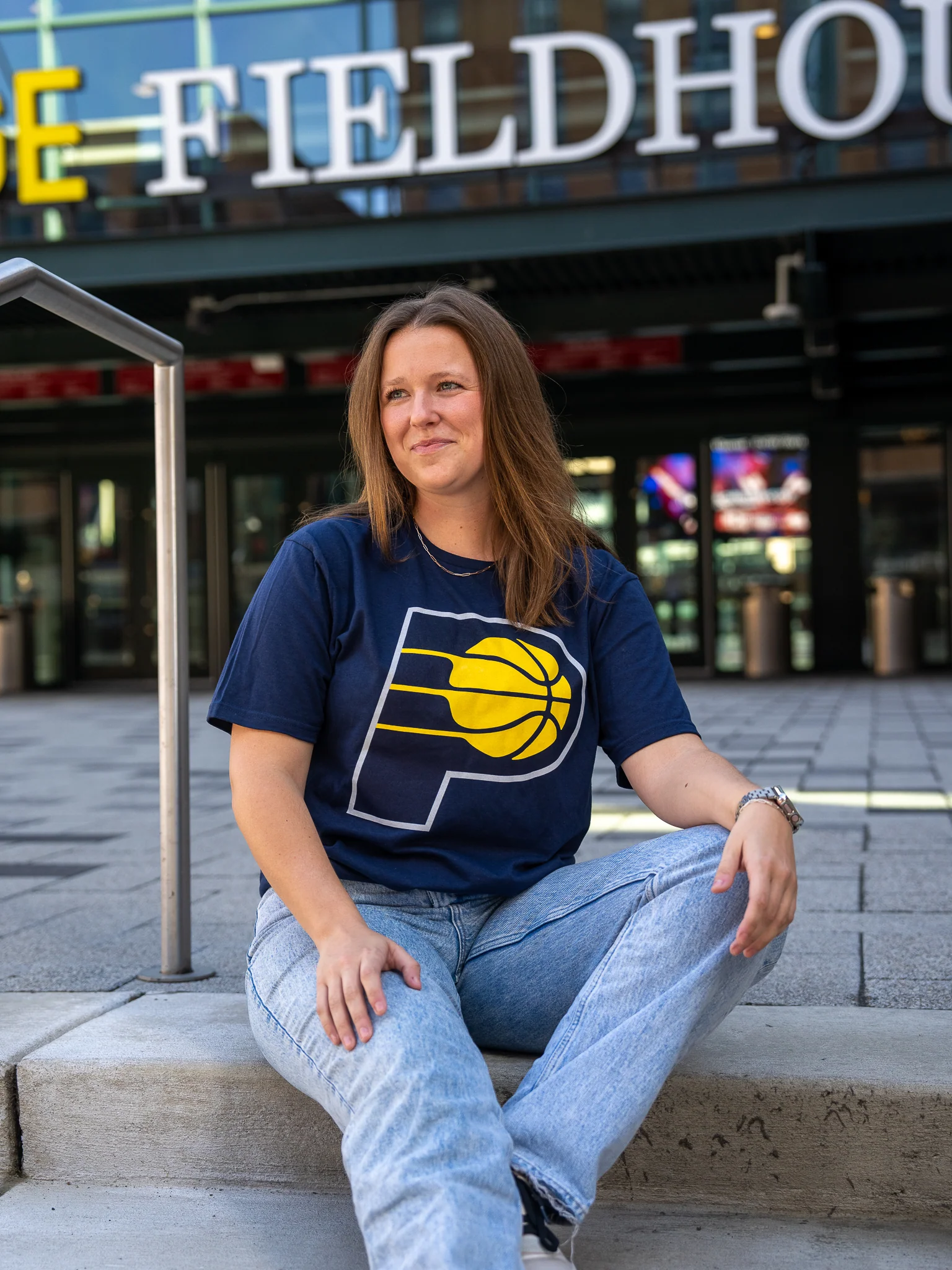 Adult Indiana Pacers Primary Logo T-shirt in Navy by Pacers Team Store - Image 2