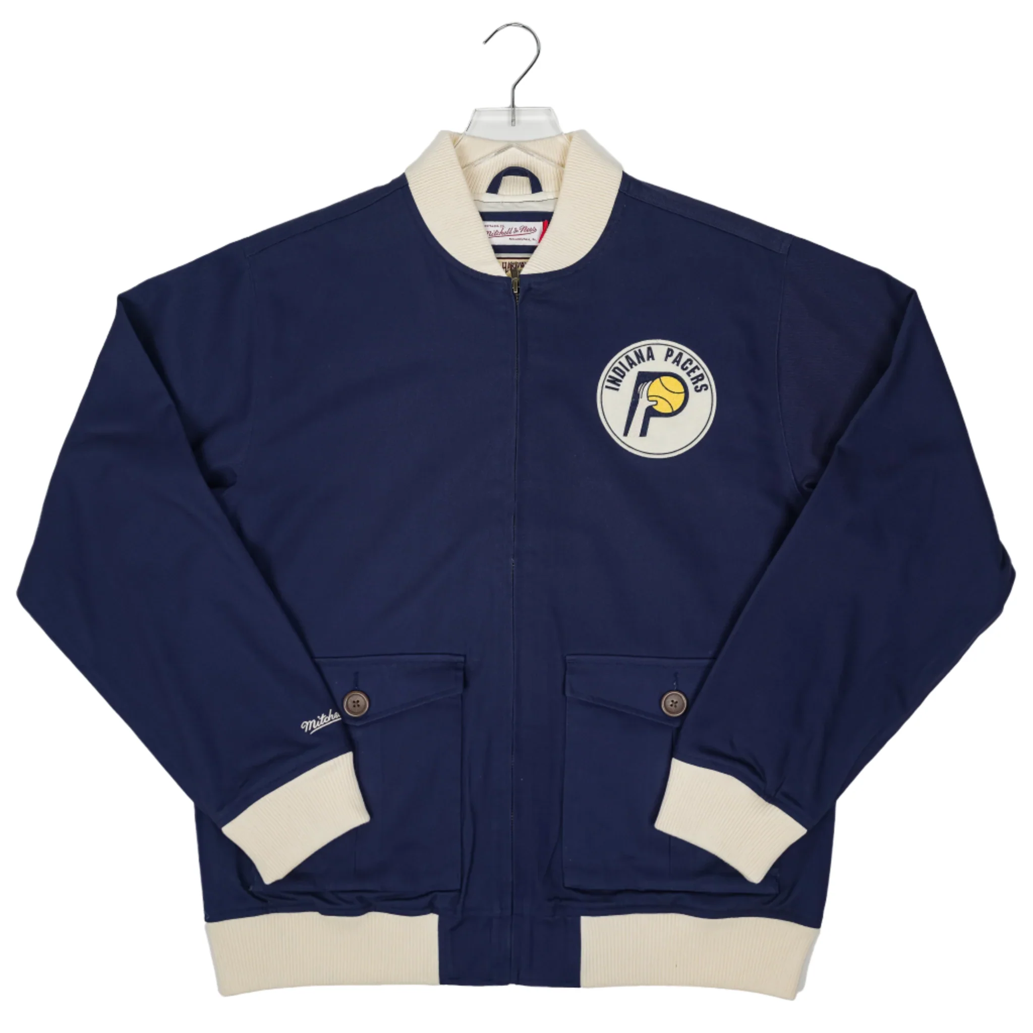 Adult Indiana Pacers Replay Cotton Twill Jacket in Navy by Mitchell & Ness