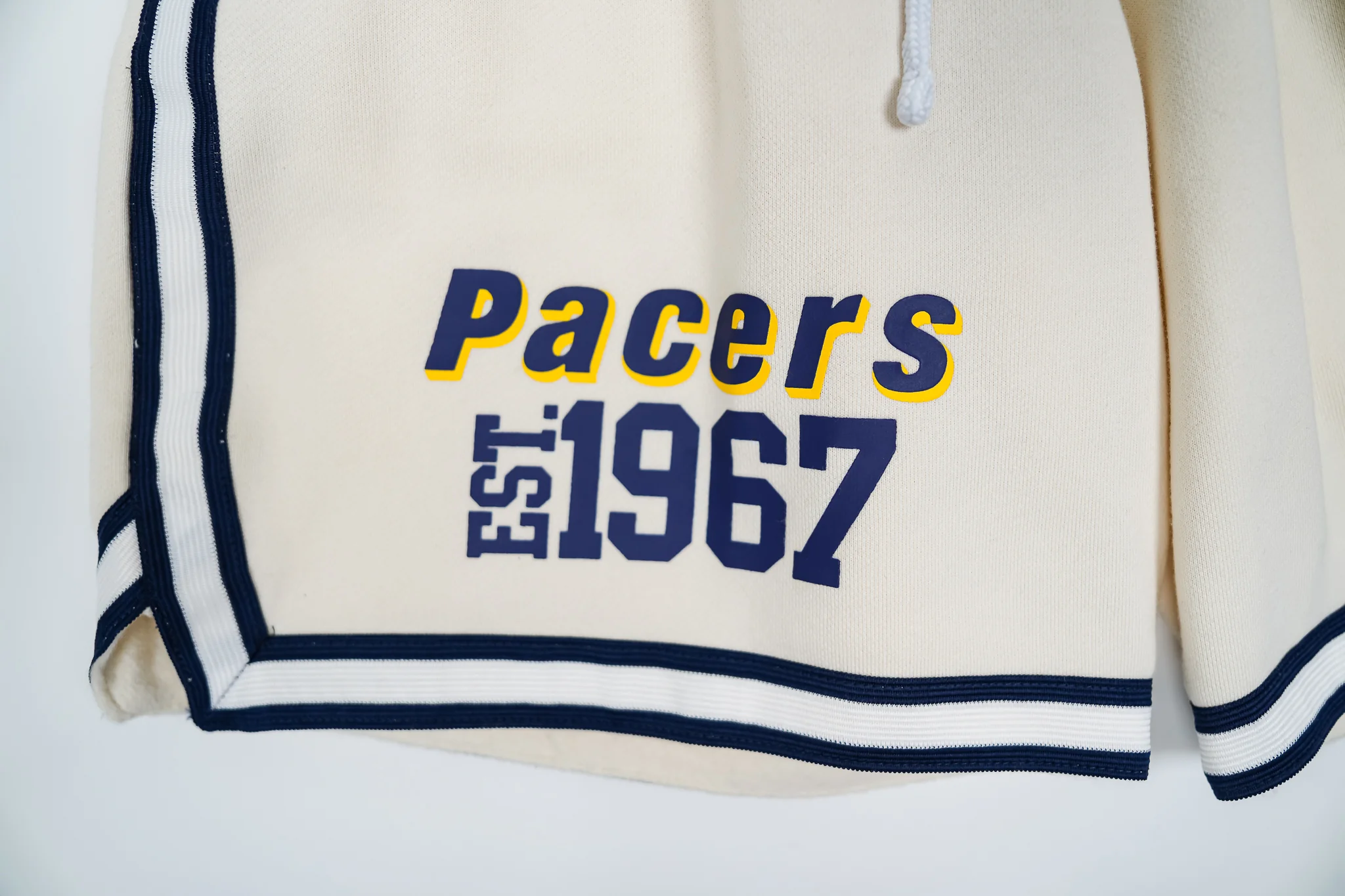 Adult Indiana Pacers Swagger Fleece Shorts in Natural by Mitchell & Ness - Image 3