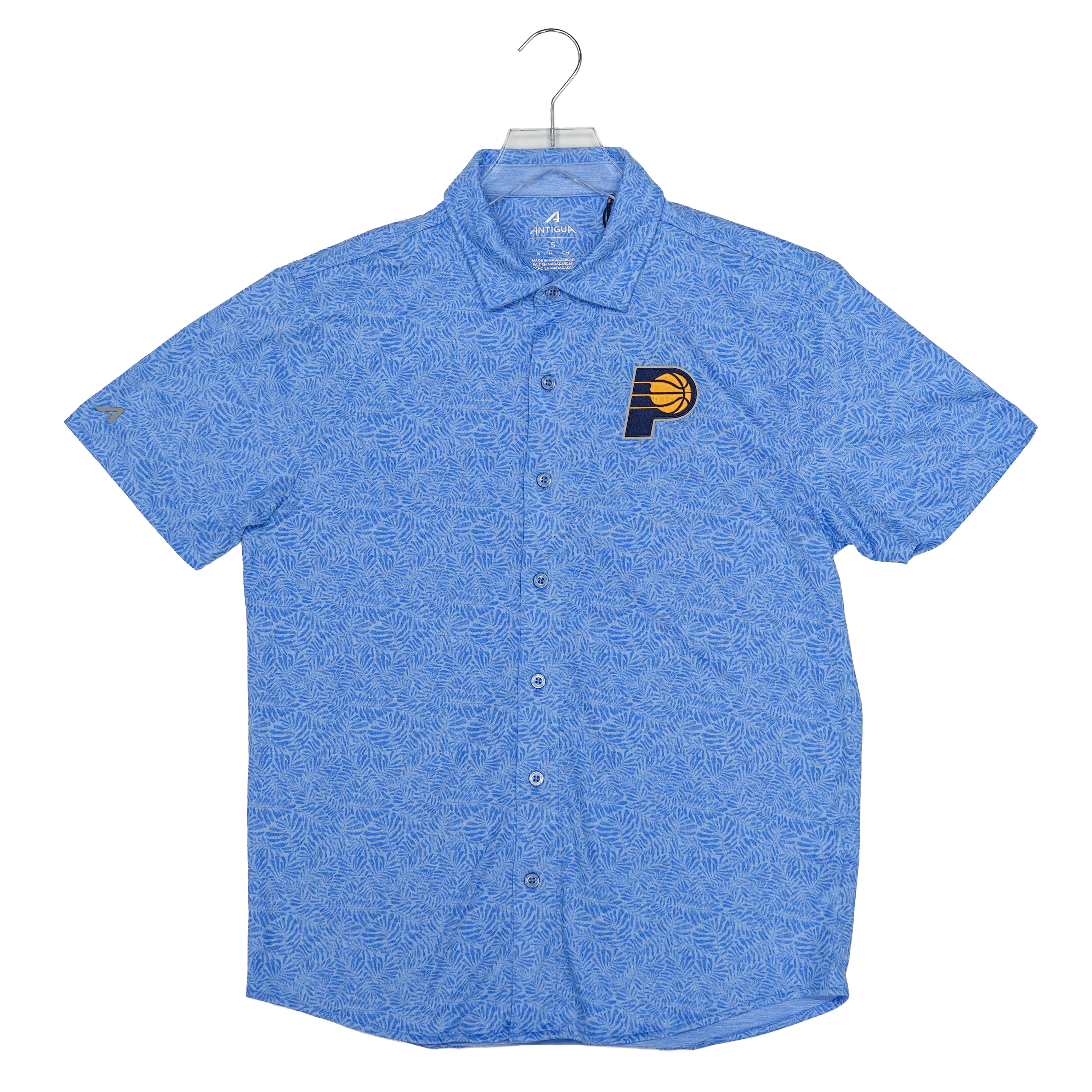 Adult Indiana Pacers Tentril Button Down Shirt in Royal by Antigua