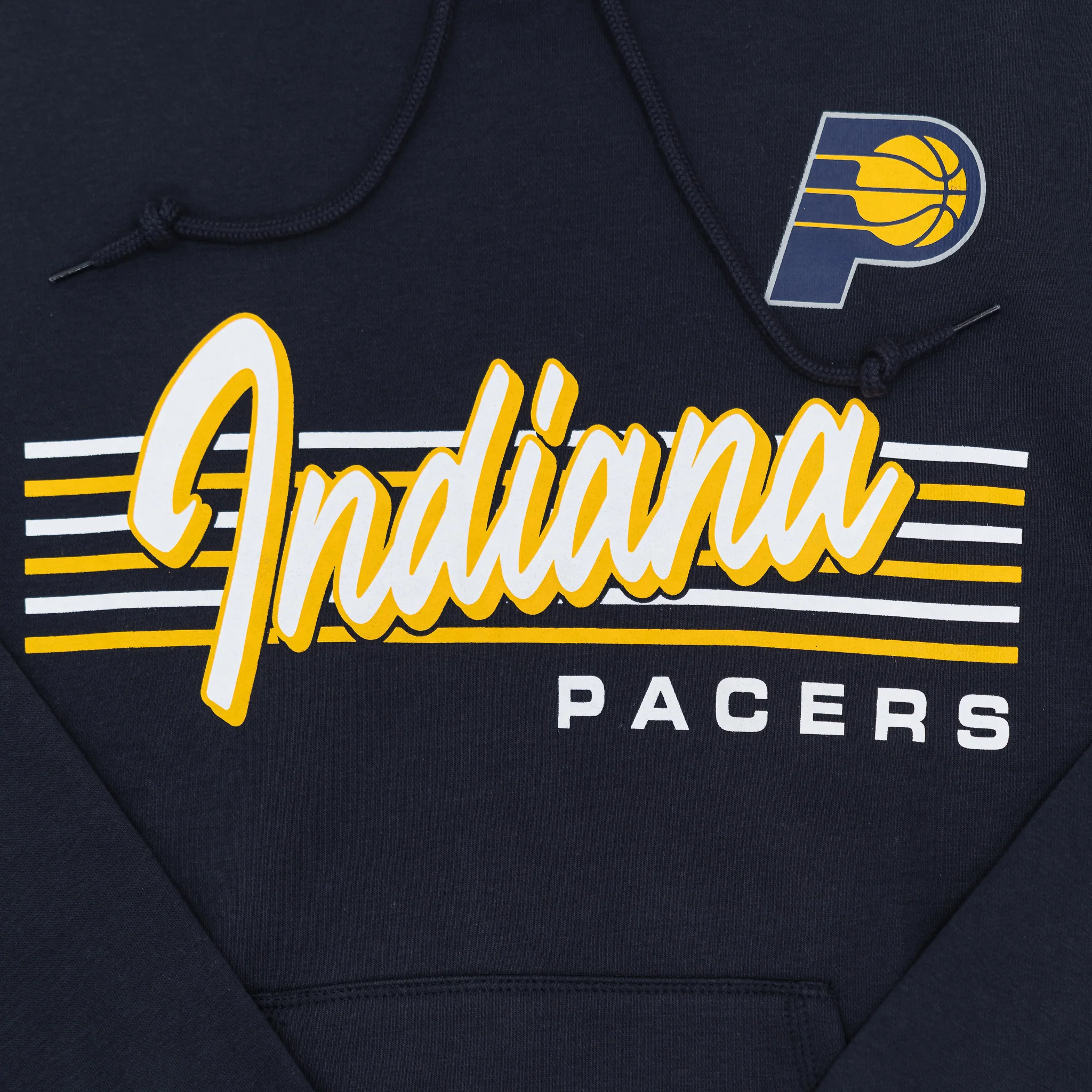 Adult Indiana Pacers Throwback Hooded Sweatshirt in Navy by New Era - Image 2