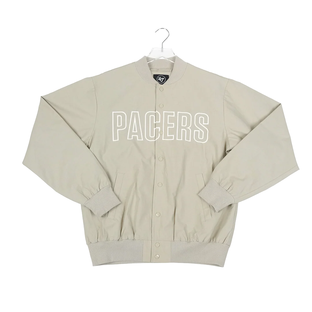 Adult Indiana Pacers Trademark Twill Bomber Jacket in System Grey by '47