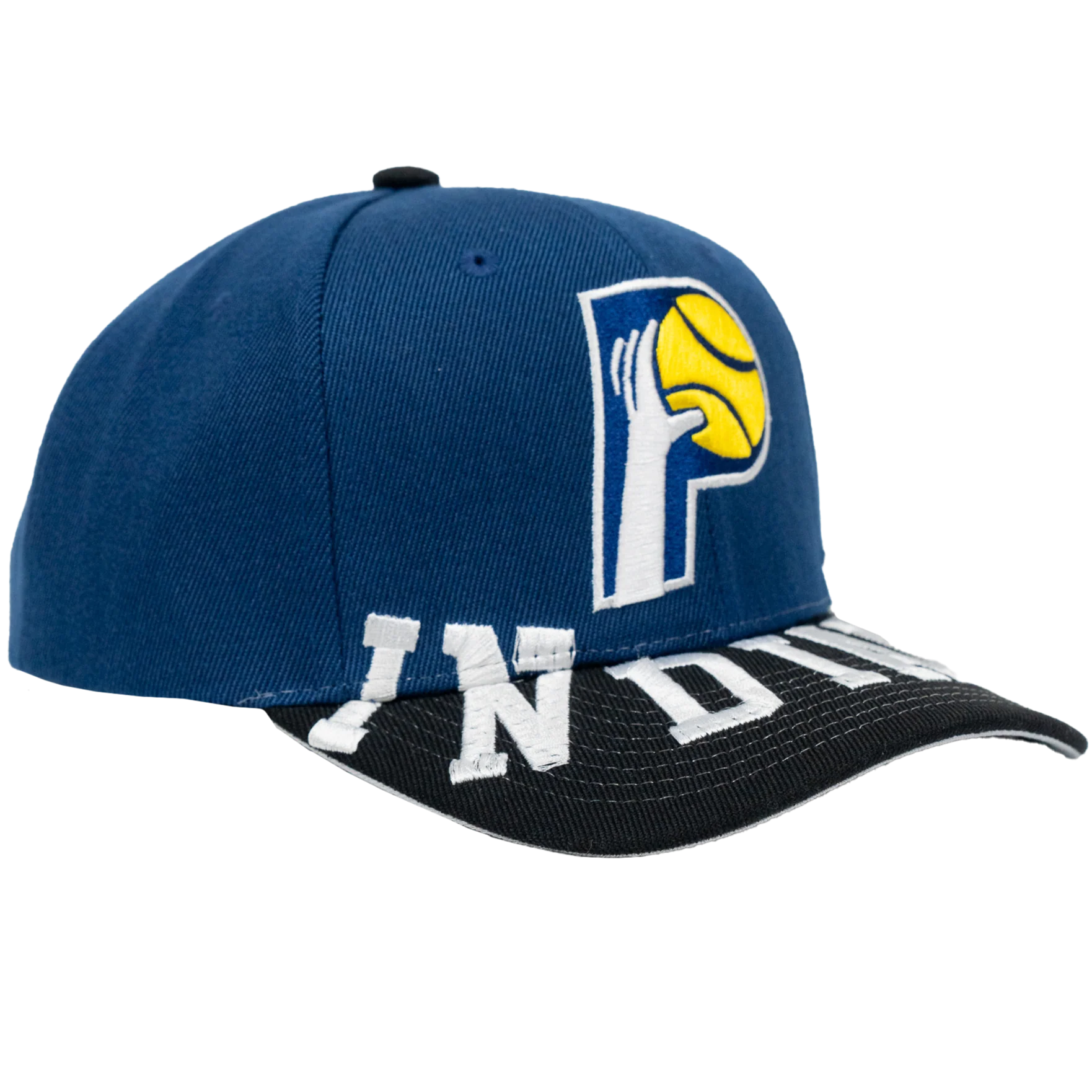 Adult Indiana Pacers Underarch Pro Snapback Hat in Navy by Mitchell & Ness - Image 3