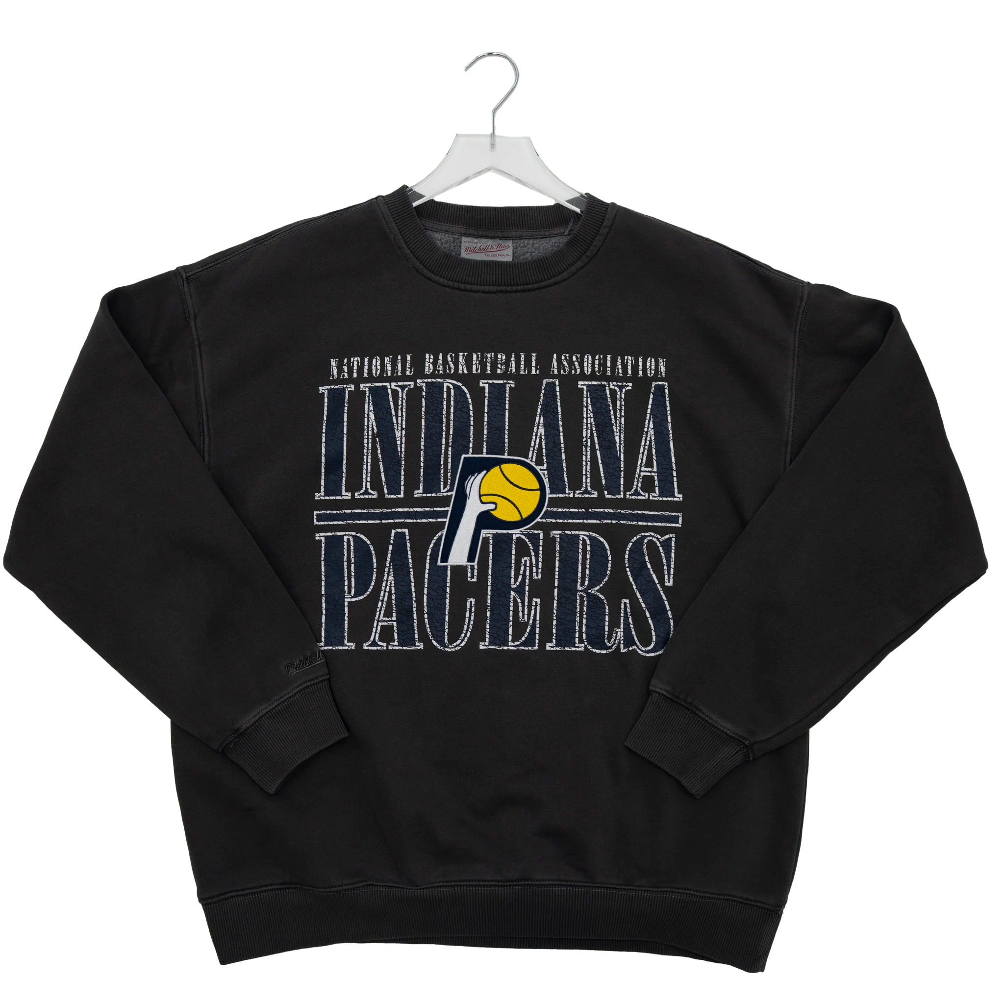 Adult Indiana Pacers Vintage Crewneck Sweatshirt in Black by Mitchell & Ness