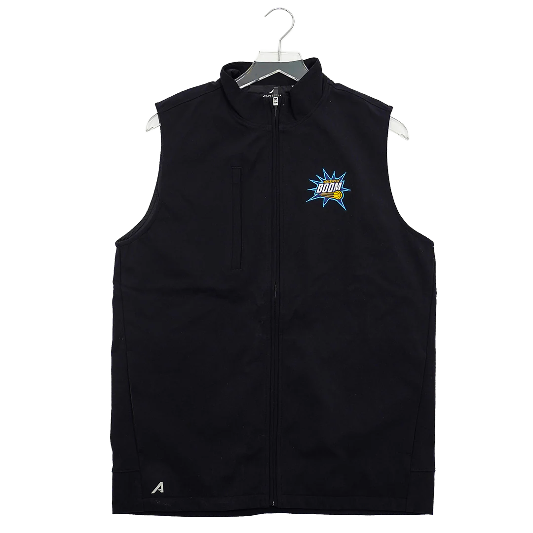 Adult Noblesville Boom Full-Zip Regard Vest in Black by Antigua