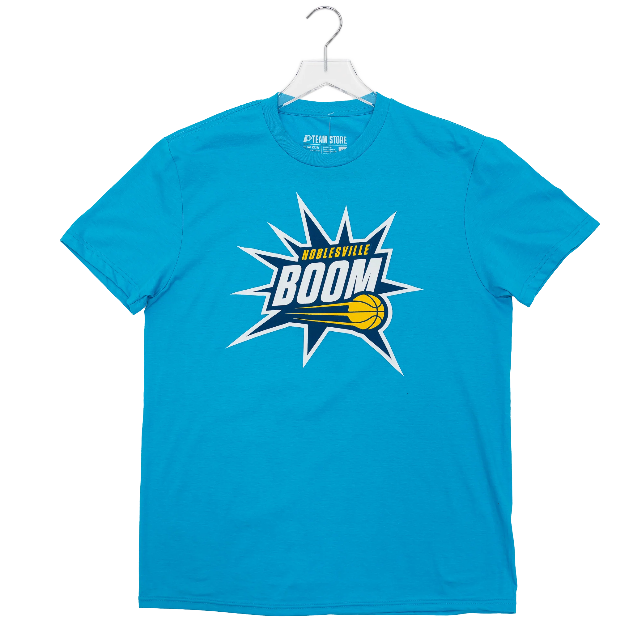 Adult Noblesville Boom Primary Logo T-shirt in Cyan Blue by Boom  Team Store