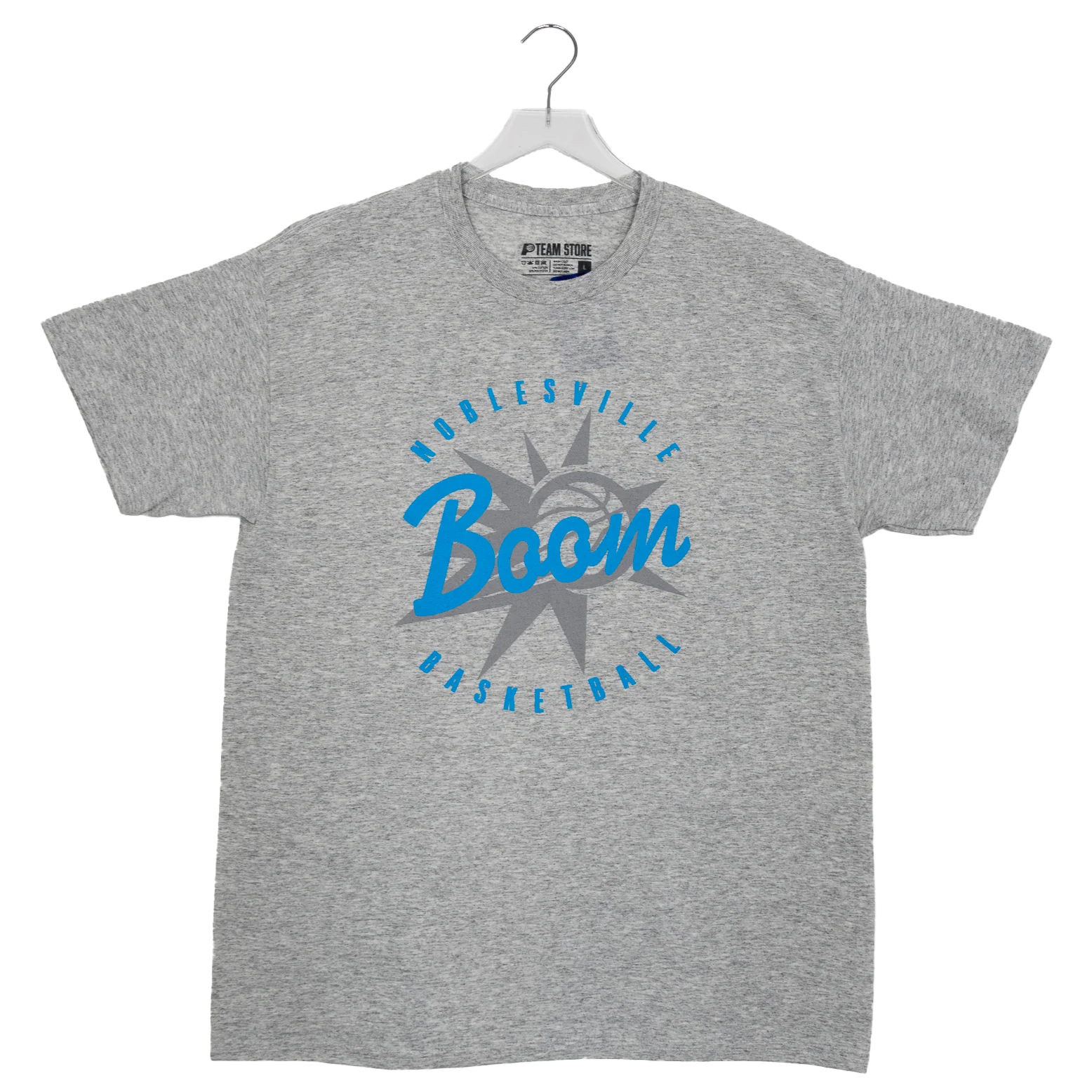 Adult Noblesville Boom Script T-shirt in Grey by Boom Team Store