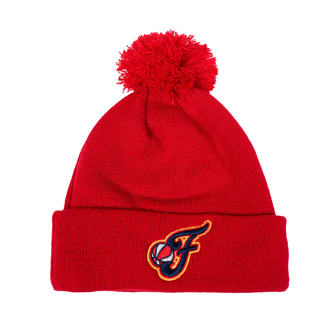 Adult Indiana Fever Caitlin Clark Secondary Logo Pom Knit Hat in Red by New Era - Image 2