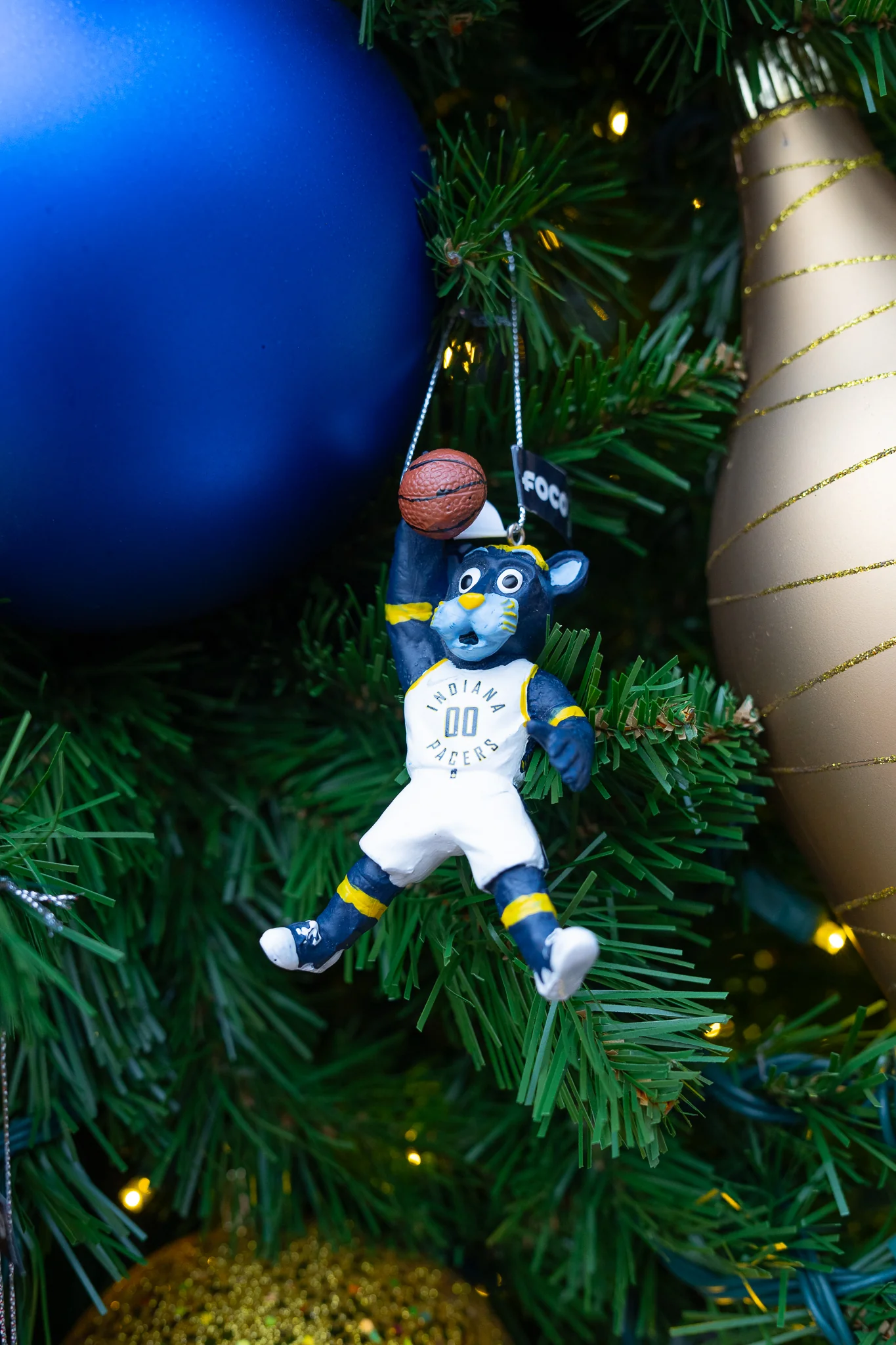 Indiana Pacers Boomer Ornament in Navy by FOCO - Image 2