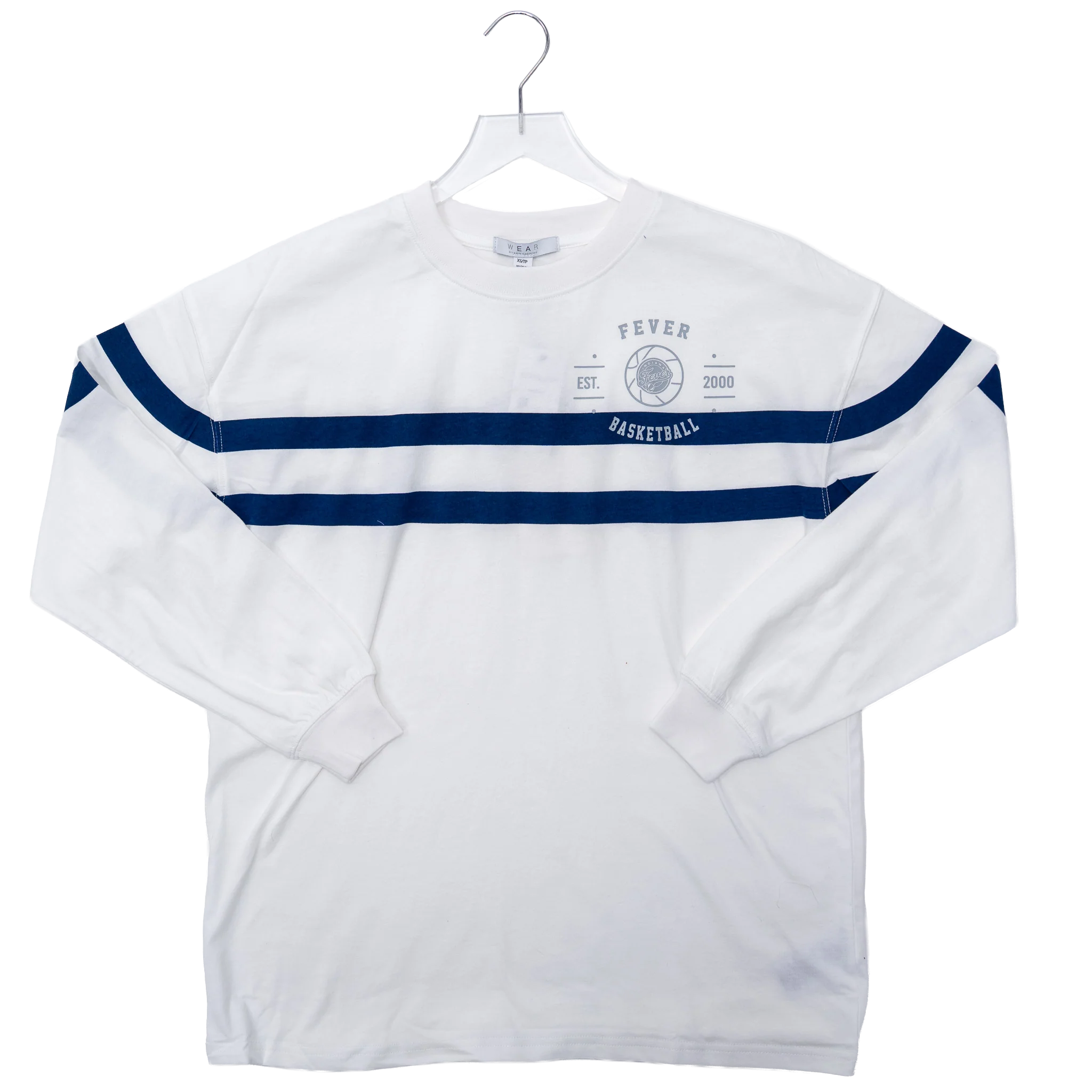 Women's Indiana Fever Long Sleeve Stripe T-shirt in White by Wear by E. Andrews