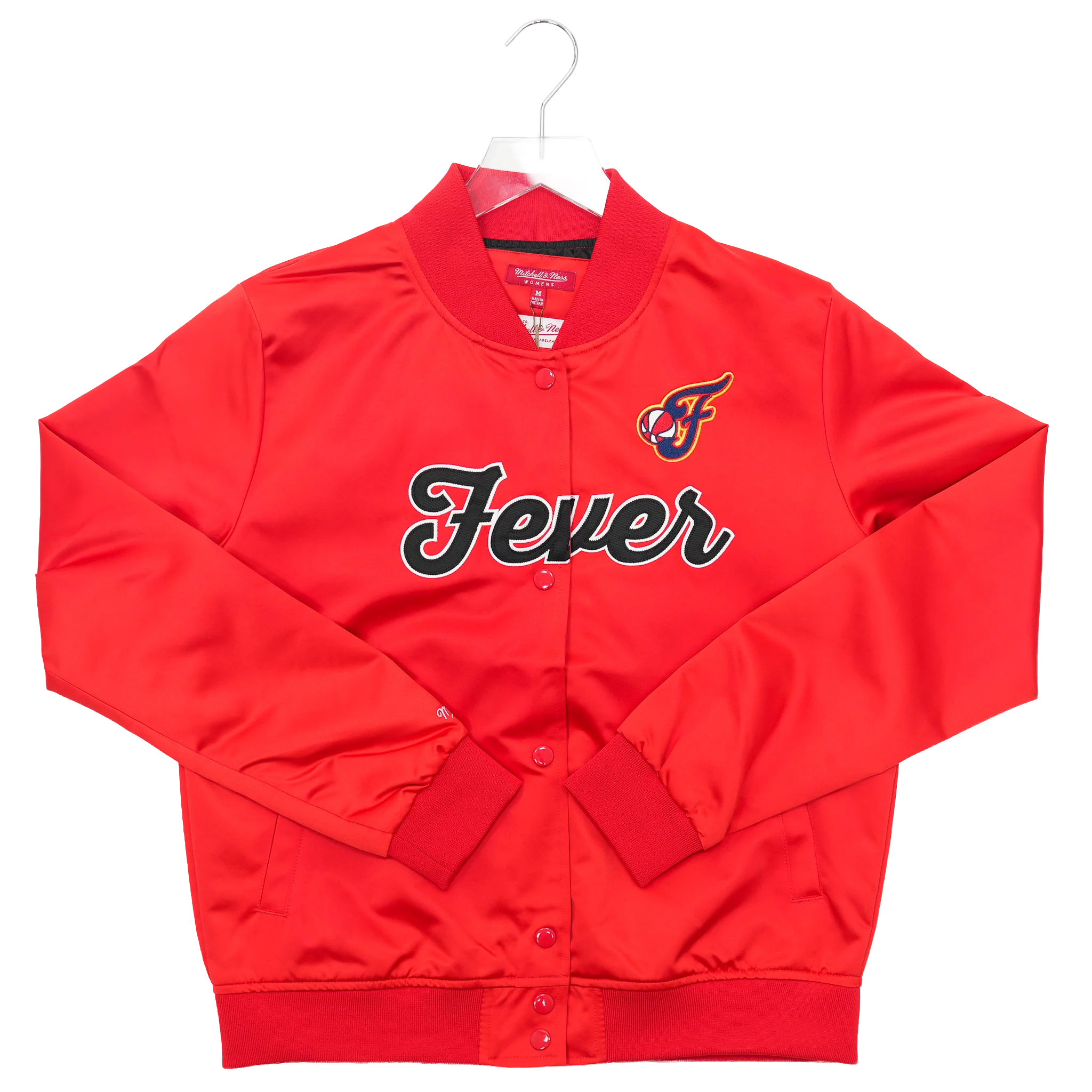 Women's Indiana Fever Satin Varsity Jacket in Red by Mitchell & Ness