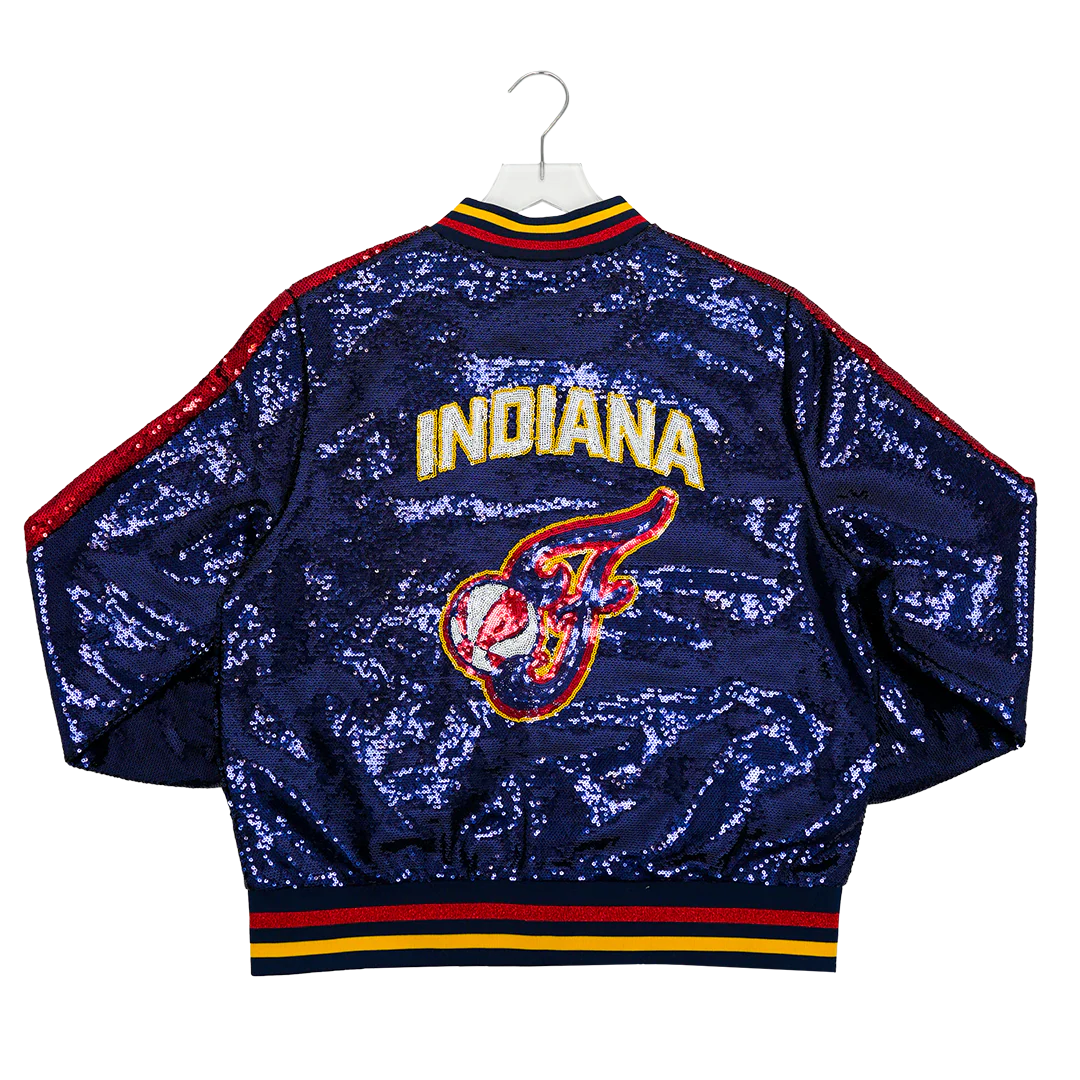 Women's Indiana Fever Sequin Full-Zip Jacket in Navy by Wild Collective - Image 2