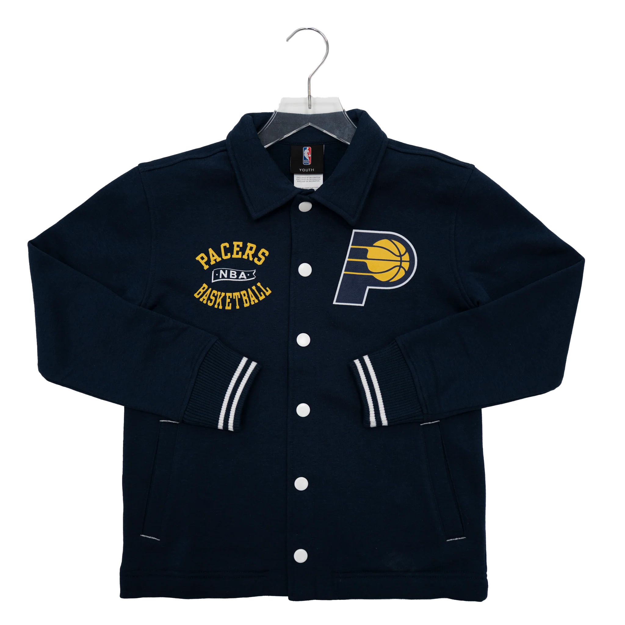 Youth Indiana Pacers Fleece Snap Coach Jacket in Navy by Outerstuff
