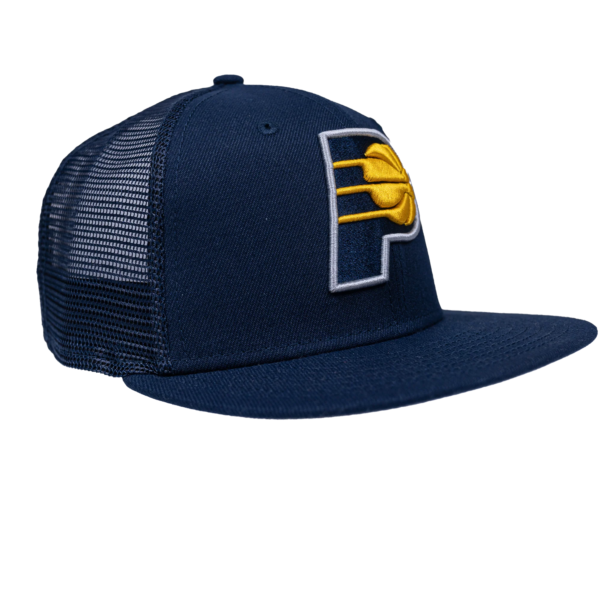 Youth Indiana Pacers Primary Logo Trucker Hat in Navy by New Era - Image 3